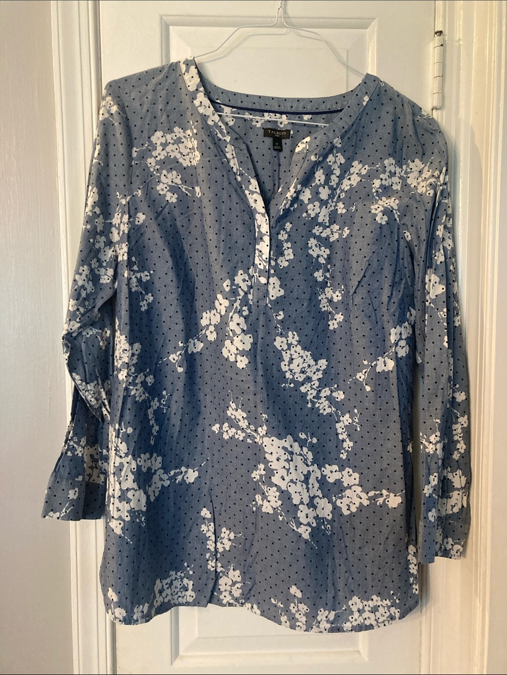Talbots Blue and White Floral Henley Tunic